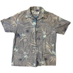 Vintage Men's L Hawaiian Button Up Shirt Palm Trees Beach Resort Vacation Summer